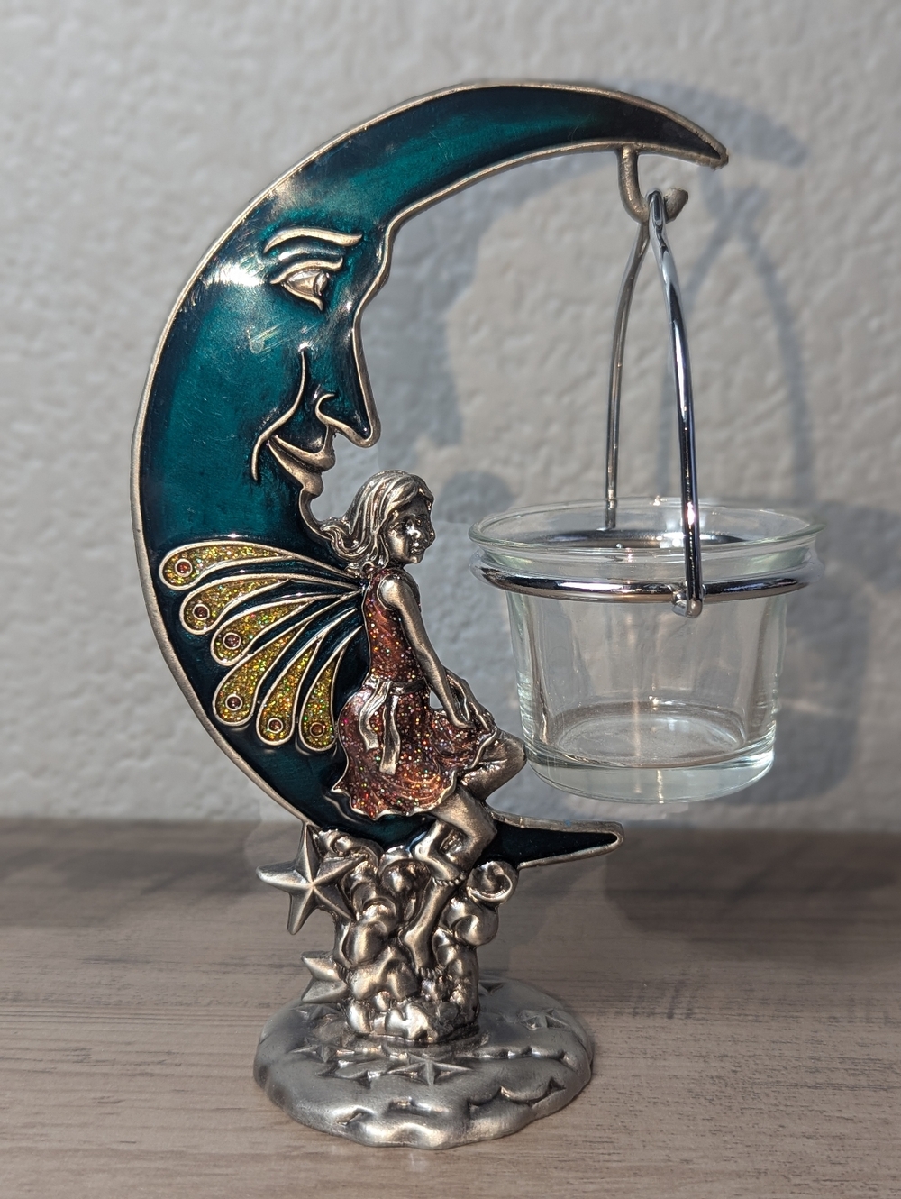 Spoontiques Pewter Moon Fairy Tea Light Holder - 90s Whimsical Fairycore